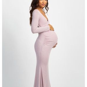 Pink blush maternity pink metallic dress